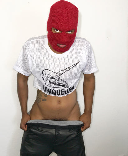unisex jersey crop top (white)