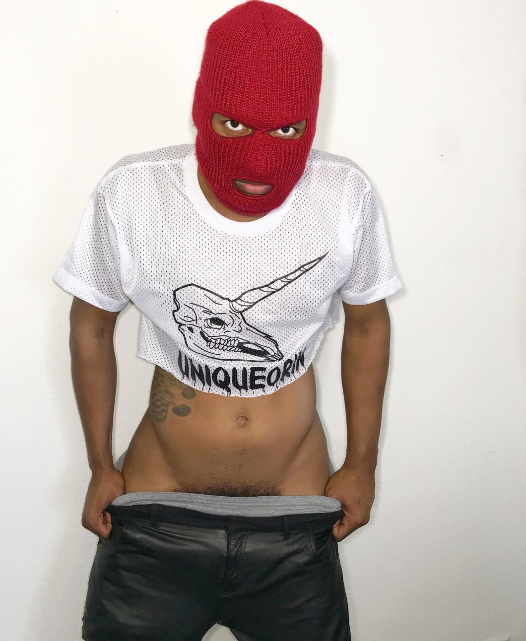 unisex jersey crop top (white)
